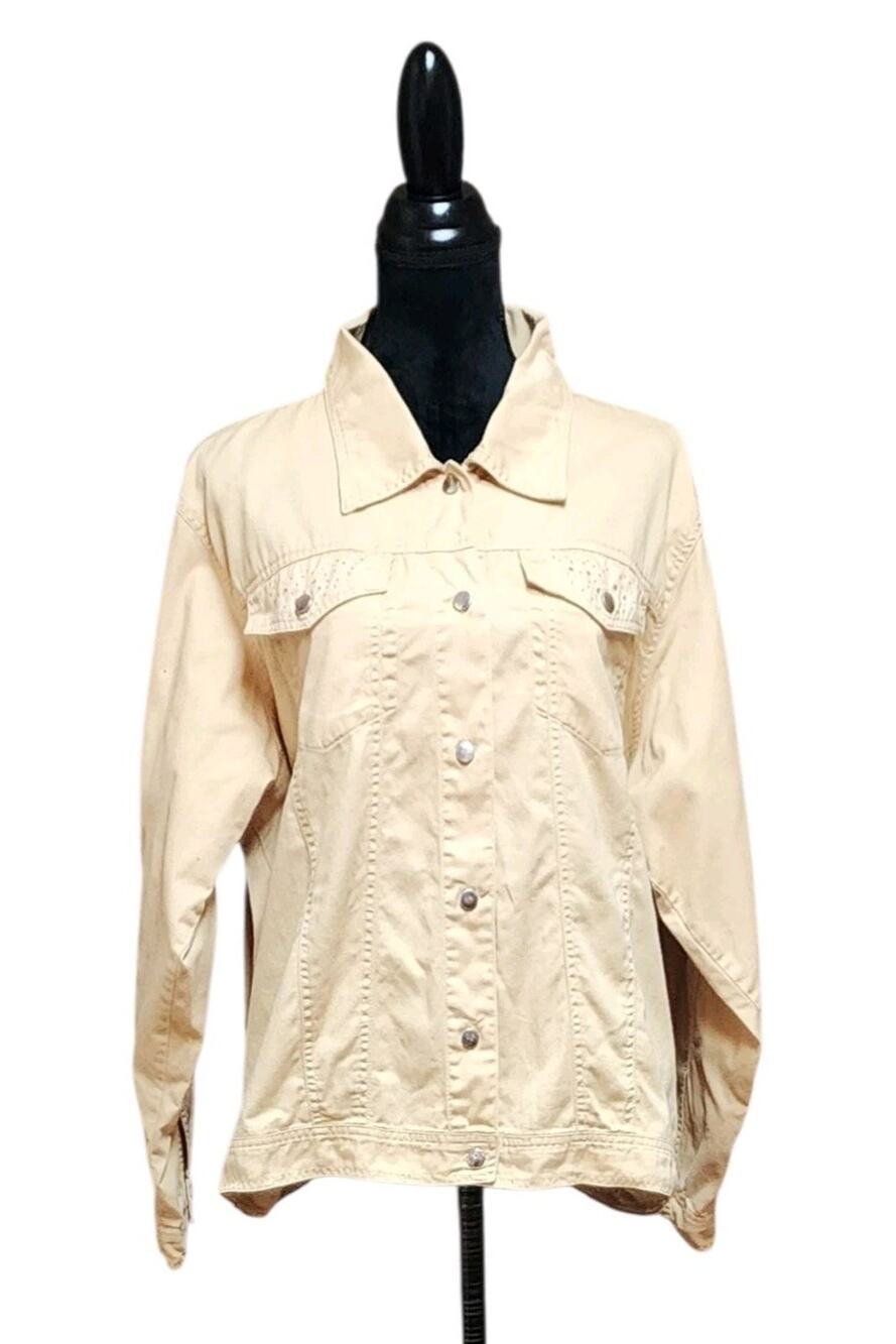 LasOLas Vintage Lightweight Button-Up Jacket Women's Size 3X Rhinestone Studded